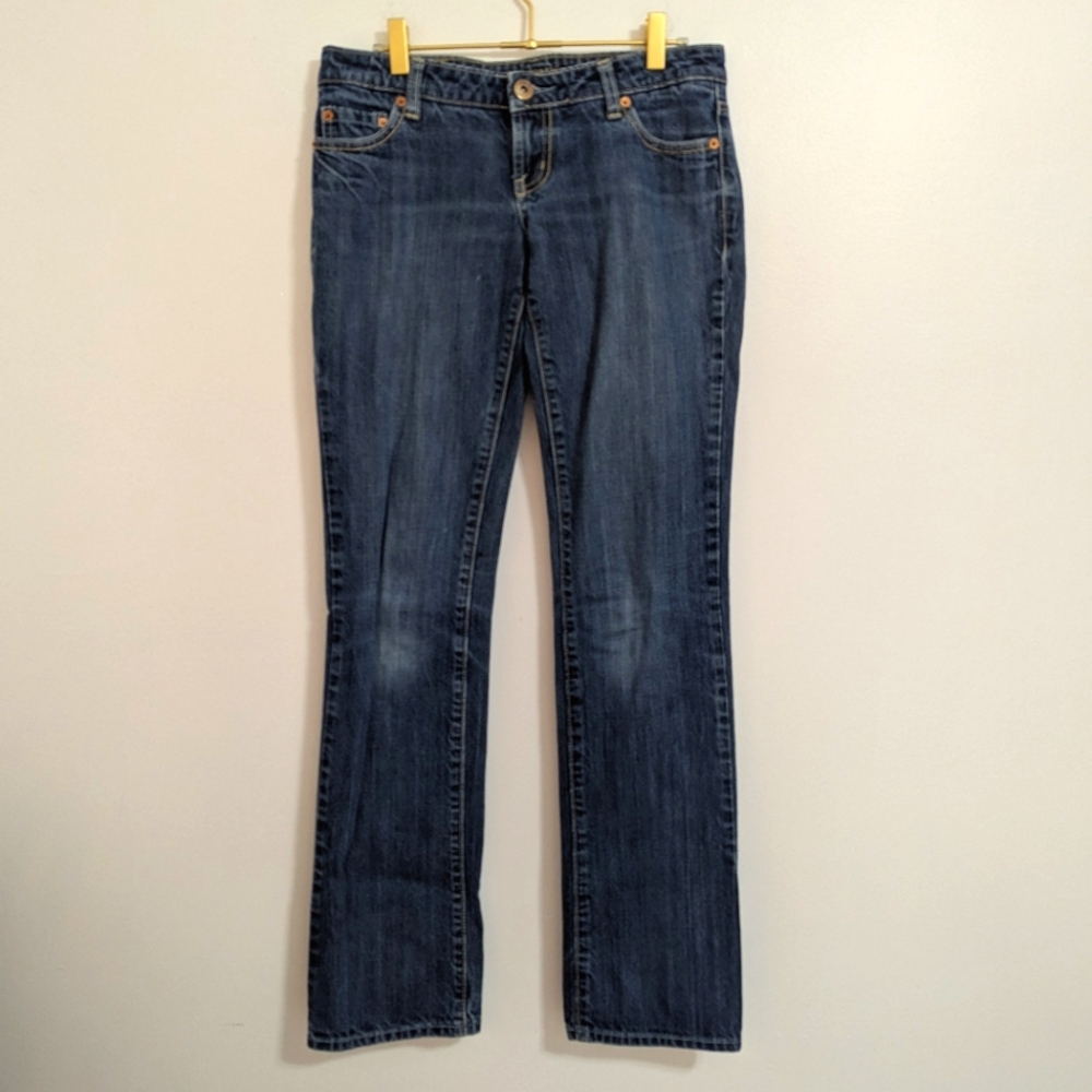 Vintage American Eagle Outfitters Size 4 Long Straight 77 Low Rise‎ Blue Jeans